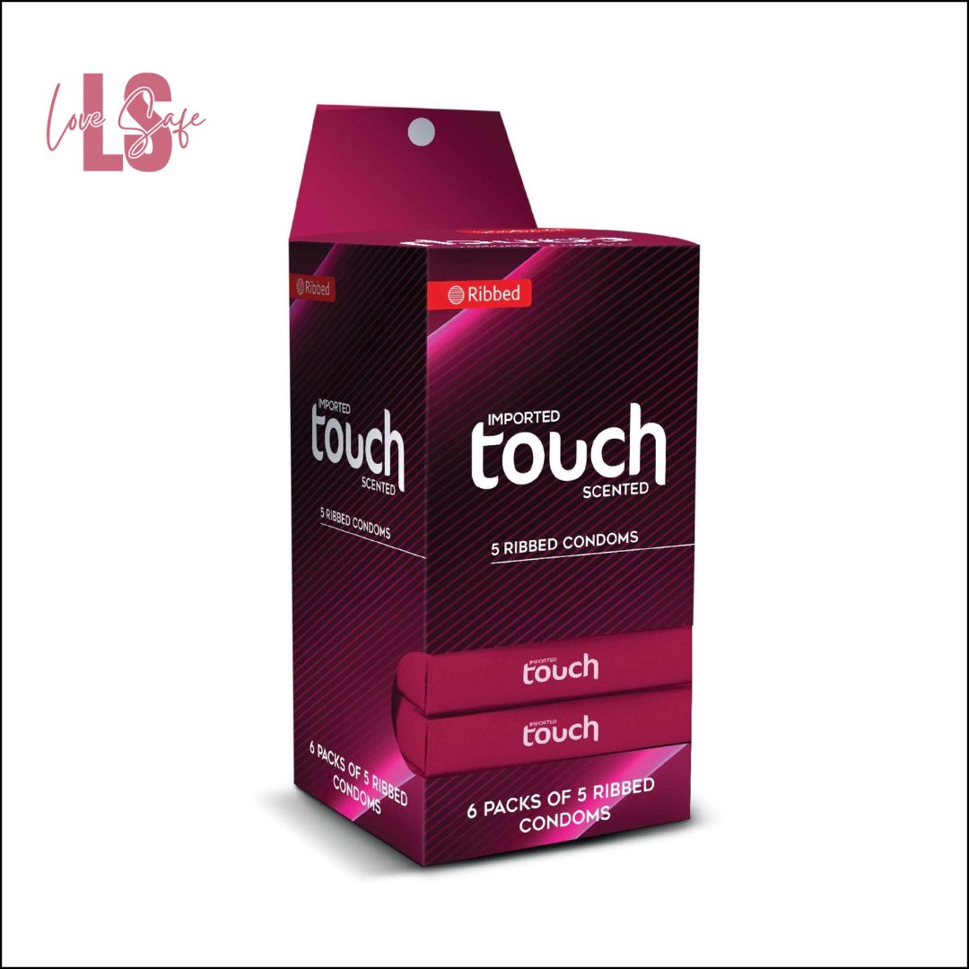 Touch Ribbed Condoms Complete Box Pack of 30 Condoms
